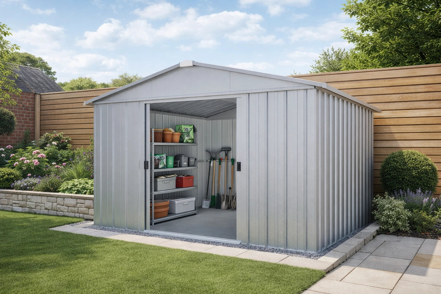 Store-All Apex 10ft x 13ft Metal Shed – YardMaster International