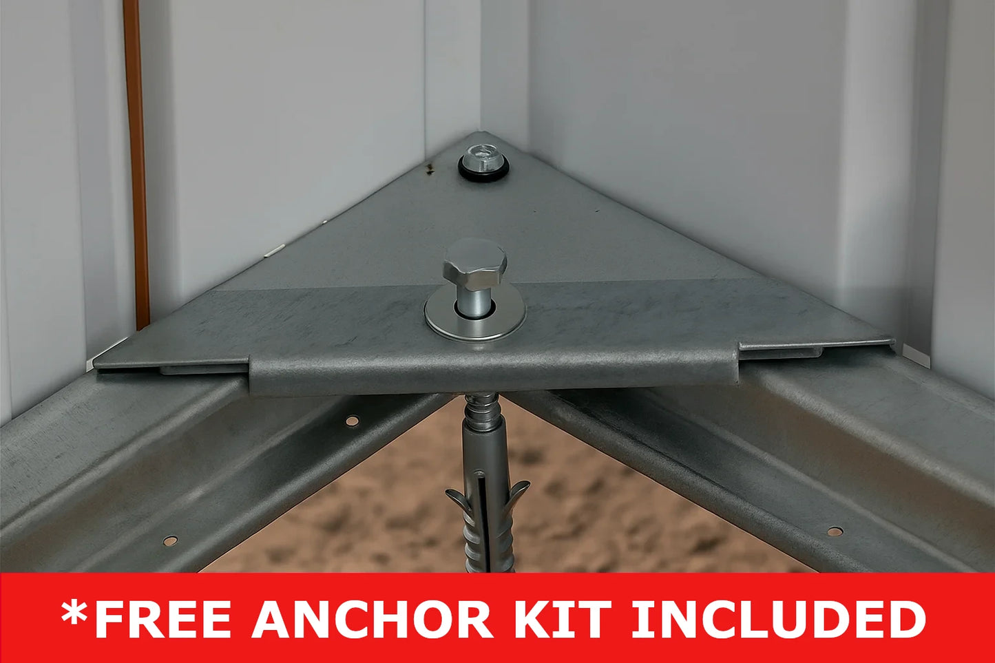 Metal shed corner anchor kit for outdoor storage with free anchor kit included