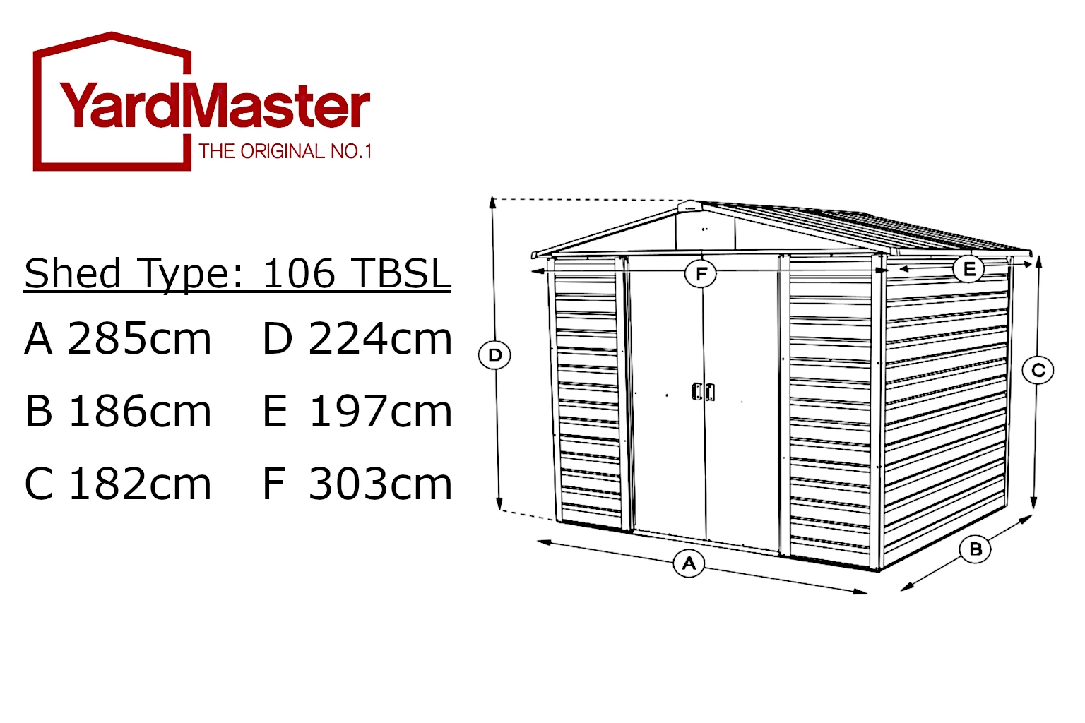 Gerätehaus Brandenburg 10ft x 6ft TBSL - YardMaster International