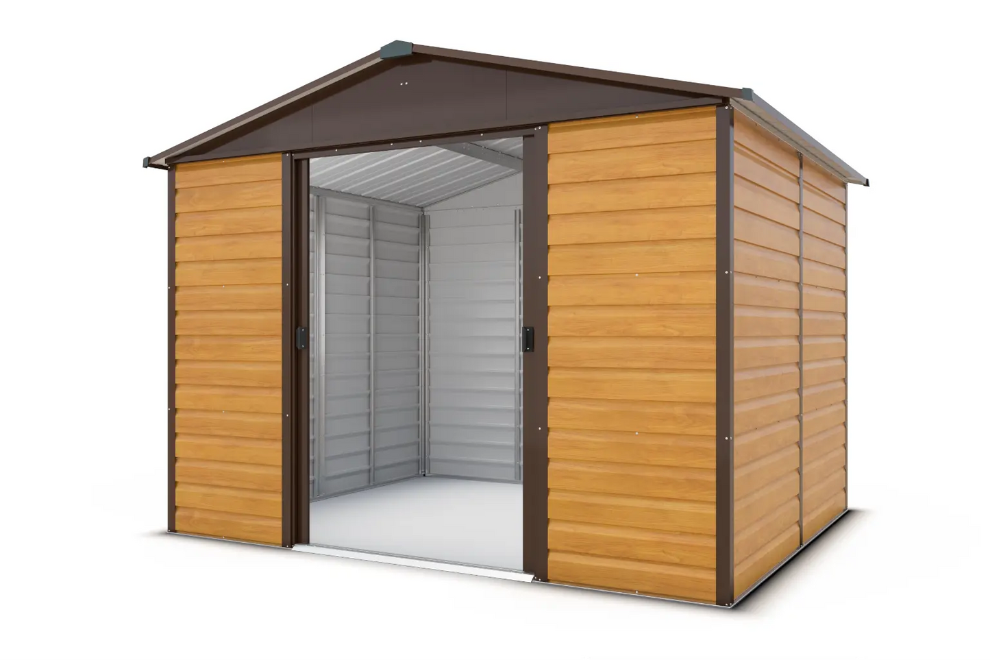 Yardmaster Shiplap Teakwood Apex 10ft x 8ft Metal Shed