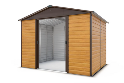 Yardmaster Shiplap Teakwood Apex 10ft x 8ft Metal Shed