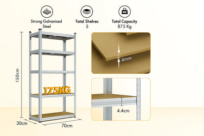 5-Tier Metal Freestanding Shelf Unit - YardMaster International