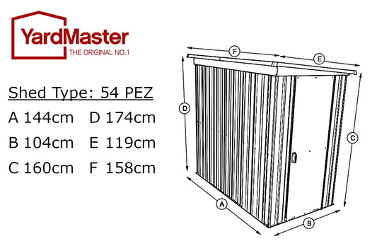 Store-All Pent Metal Shed 54PEZ - Durable Metal Garden Shed for Secure Outdoor Storage - YardMaster International