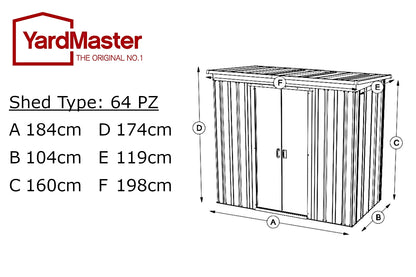 Gerätehaus Titanium 6ft x 4ft PZ - YardMaster International