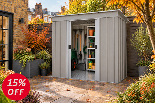 YardMaster Tall Platinum Stone Grey Pent 6ft x 4ft Metal Shed