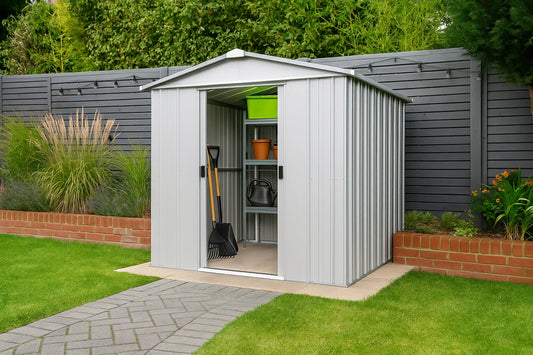 Store-All Apex 6ft x 8ft Outdoor Storage Metal Shed - YardMaster International