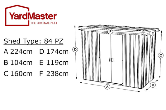 Gerätehaus Titanium 8ft x 4ft PZ - YardMaster International