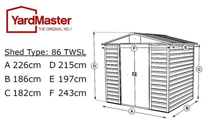 Yardmaster Shiplap Teakwood Apex 8ft x 6ft Metal Shed