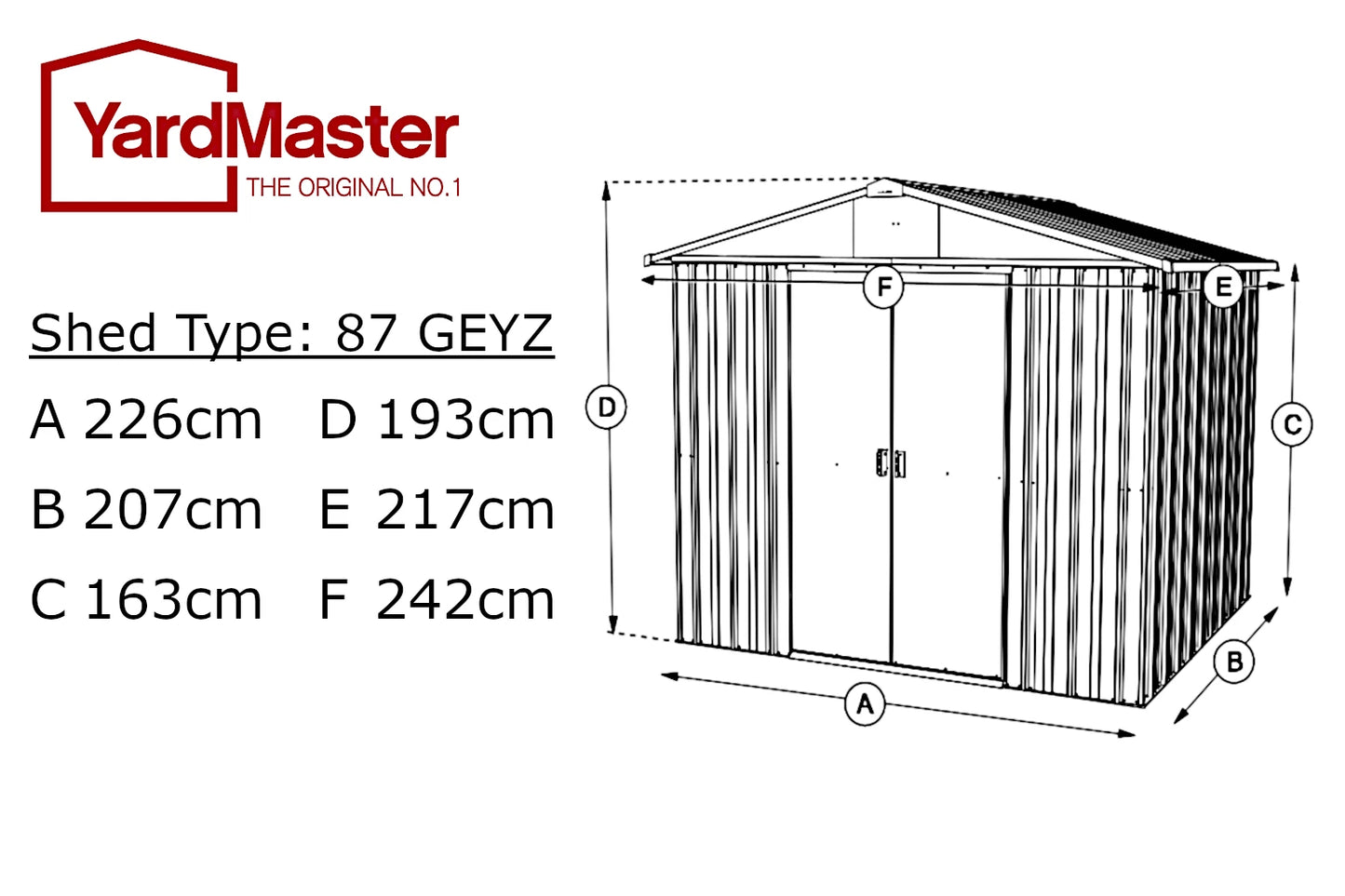Gerätehaus Bayern 8ft x 7ft GEYZ - YardMaster International