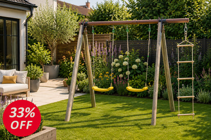 YardMaster Double Garden Swing with Rope Ladder