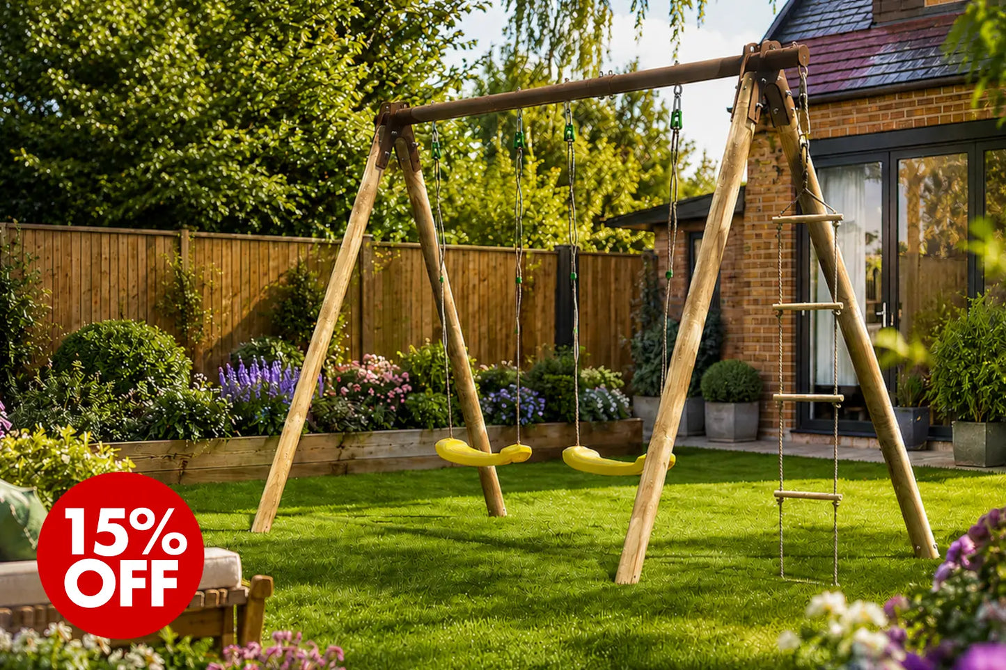 Double Garden Swing with Rope Ladder